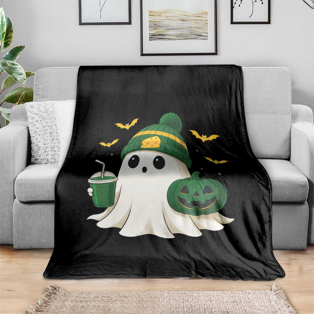 Halloween Packers Ghost Throw Blanket Pumpkin Ghost Costume Cheesehead TS10 Print Your Wear