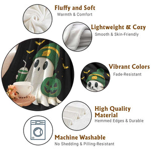 Halloween Packers Ghost Throw Blanket Pumpkin Ghost Costume Cheesehead TS10 Print Your Wear
