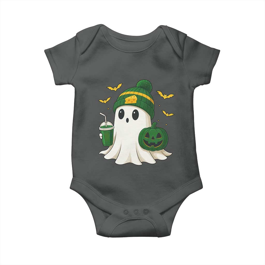 Halloween Packers Ghost Baby Onesie Pumpkin Ghost Costume Cheesehead TS10 Dark Heather Print Your Wear