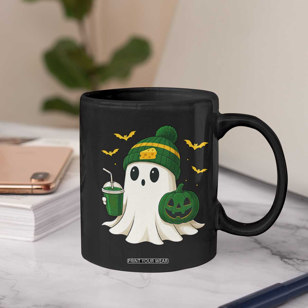 Halloween Packers Ghost Coffee Mug Pumpkin Ghost Costume Cheesehead TS10 Print Your Wear