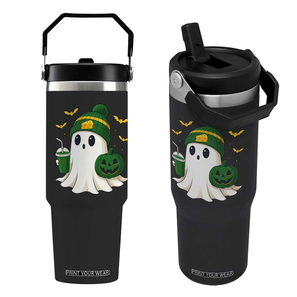Halloween GB Ghost Flip Straw Tumbler Pumpkin Ghost Costume Cheesehead TS10 One Size: 30 oz Black Print Your Wear