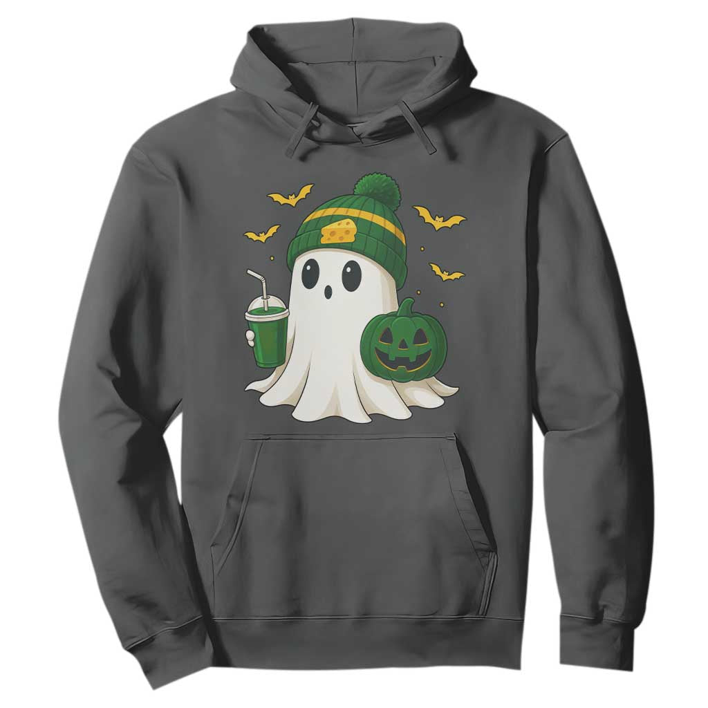 Halloween Packers Ghost Hoodie Pumpkin Ghost Costume Cheesehead TS10 Dark Heather Print Your Wear