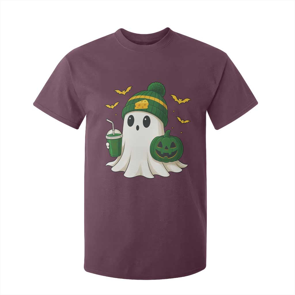 Halloween Packers Ghost T Shirt For Kid Pumpkin Ghost Costume Cheesehead TS10 Maroon Print Your Wear