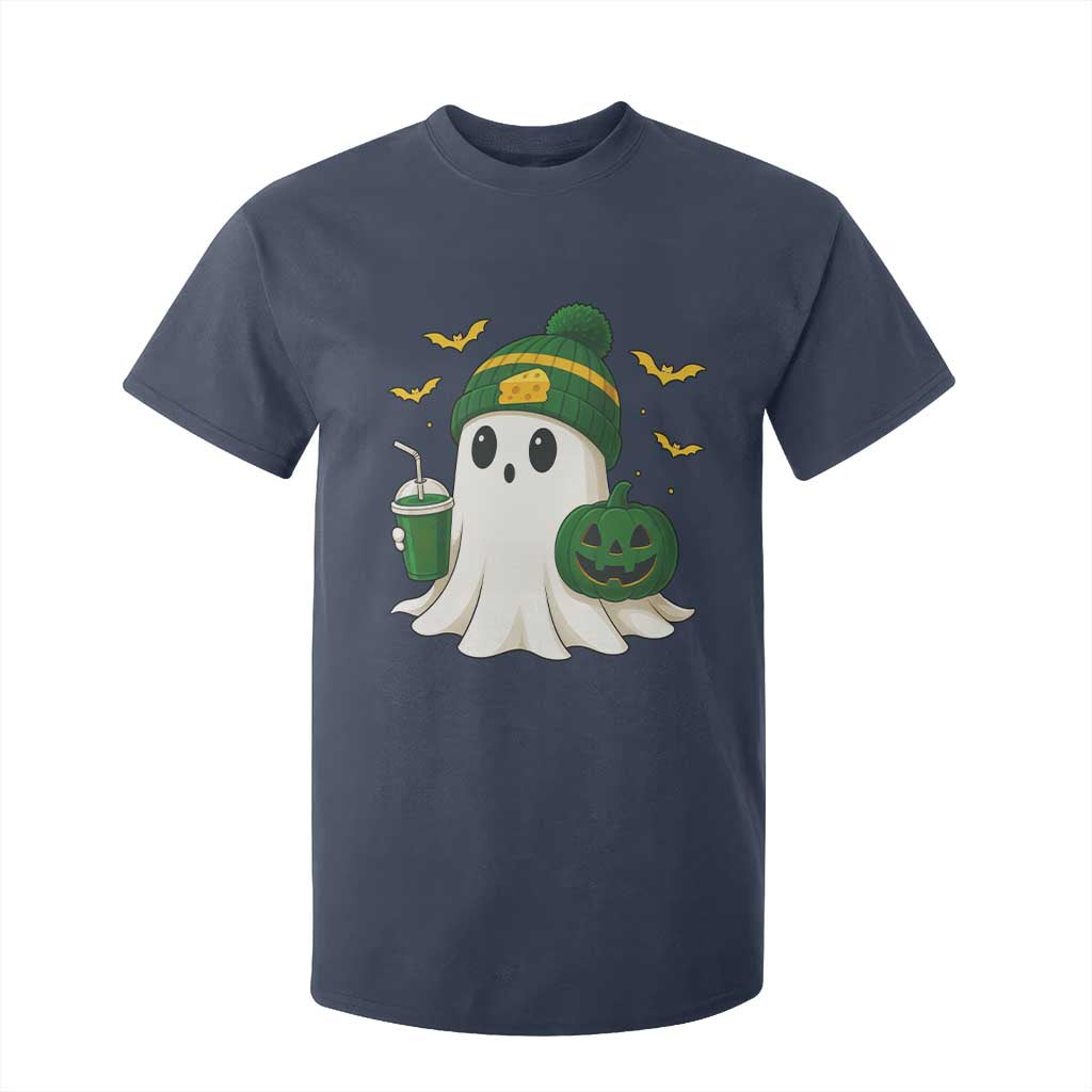 Halloween Packers Ghost T Shirt For Kid Pumpkin Ghost Costume Cheesehead TS10 Navy Print Your Wear