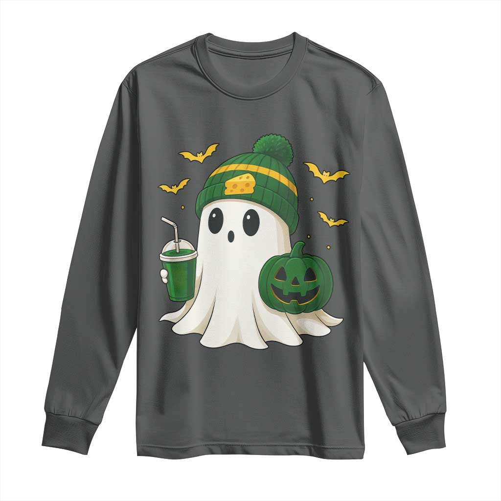 Halloween GB Ghost Long Sleeve Shirt Pumpkin Ghost Costume Cheesehead TS10 Dark Heather Print Your Wear