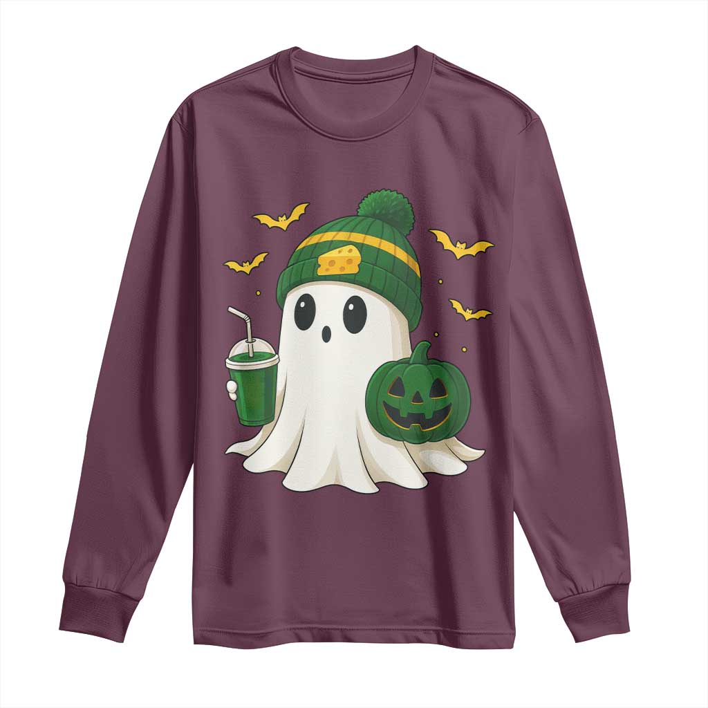 Halloween GB Ghost Long Sleeve Shirt Pumpkin Ghost Costume Cheesehead TS10 Maroon Print Your Wear