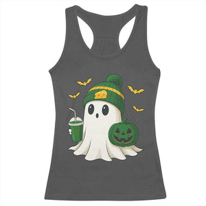 Halloween Packers Ghost Racerback Tank Top Pumpkin Ghost Costume Cheesehead TS10 Dark Heather Print Your Wear