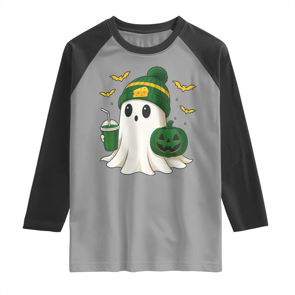 Halloween GB Ghost Raglan Shirt Pumpkin Ghost Costume Cheesehead TS10 Sport Gray Black Print Your Wear
