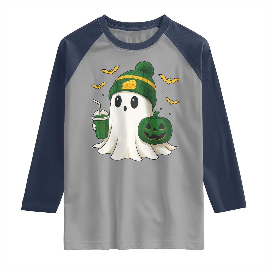 Halloween GB Ghost Raglan Shirt Pumpkin Ghost Costume Cheesehead TS10 Sport Gray Navy Print Your Wear