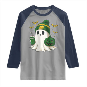 Halloween GB Ghost Raglan Shirt Pumpkin Ghost Costume Cheesehead TS10 Sport Gray Navy Print Your Wear