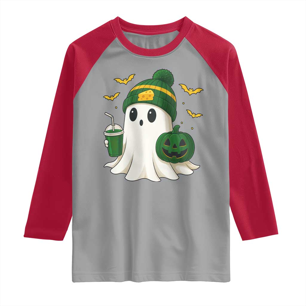 Halloween GB Ghost Raglan Shirt Pumpkin Ghost Costume Cheesehead TS10 Sport Gray Red Print Your Wear