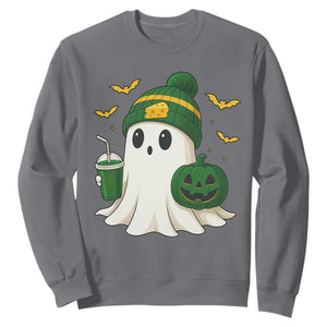 Halloween Packers Ghost Sweatshirt Pumpkin Ghost Costume Cheesehead TS10 Charcoal Print Your Wear