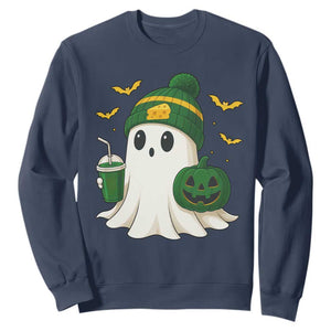 Halloween Packers Ghost Sweatshirt Pumpkin Ghost Costume Cheesehead TS10 Navy Print Your Wear