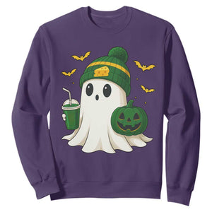 Halloween Packers Ghost Sweatshirt Pumpkin Ghost Costume Cheesehead TS10 Purple Print Your Wear