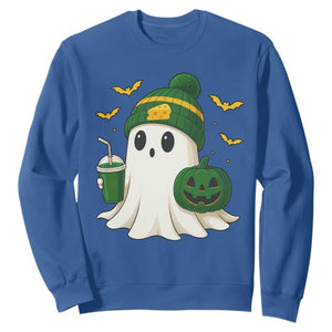 Halloween Packers Ghost Sweatshirt Pumpkin Ghost Costume Cheesehead TS10 Royal Blue Print Your Wear