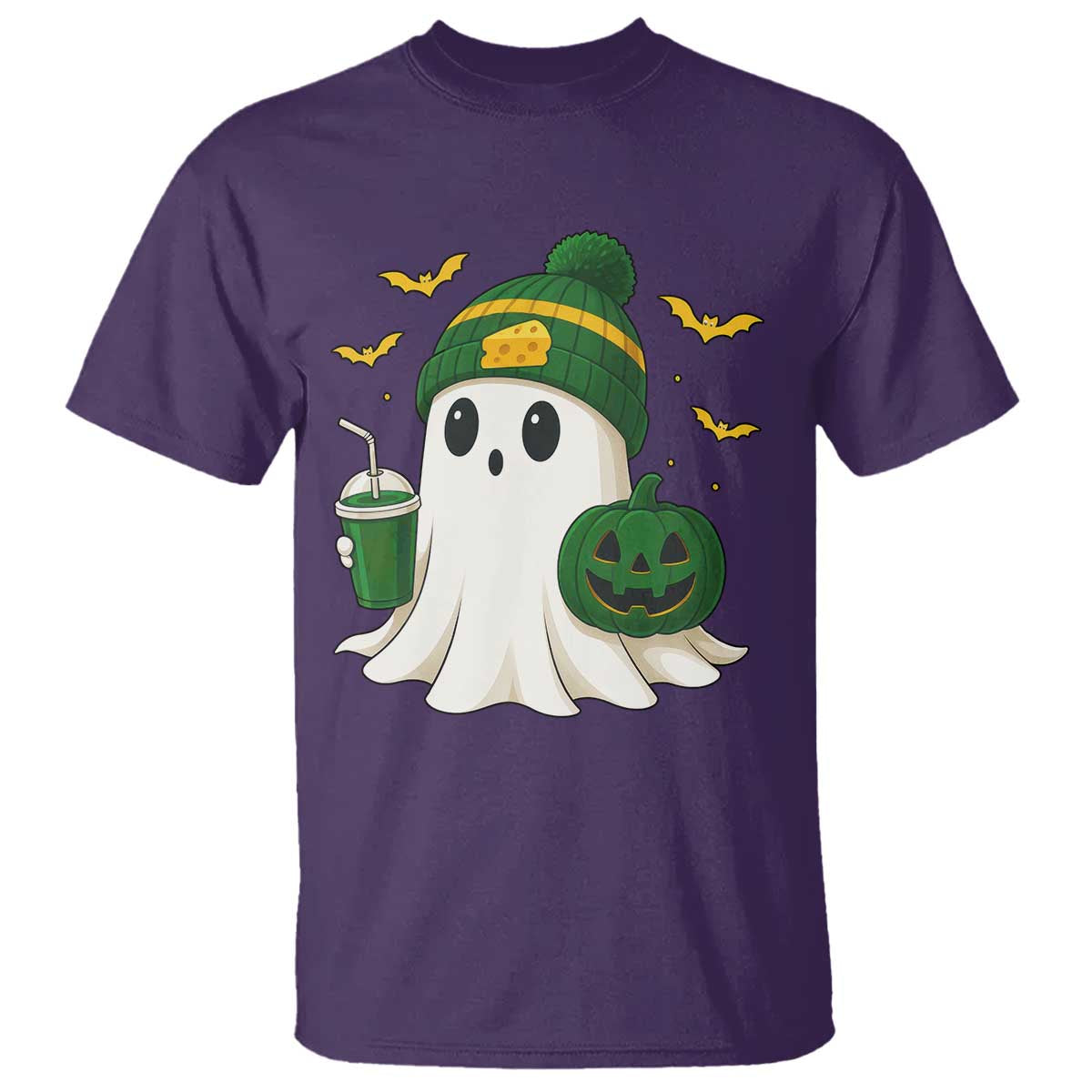 Halloween Packers Ghost T Shirt Pumpkin Ghost Costume Cheesehead TS10 Purple Print Your Wear