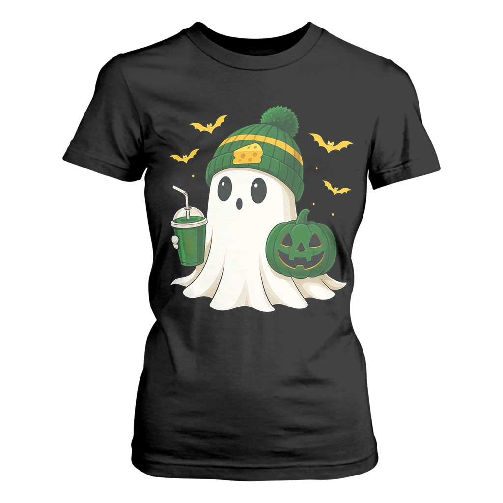 Halloween Packers Ghost T Shirt For Women Pumpkin Ghost Costume Cheesehead TS10 Black Print Your Wear