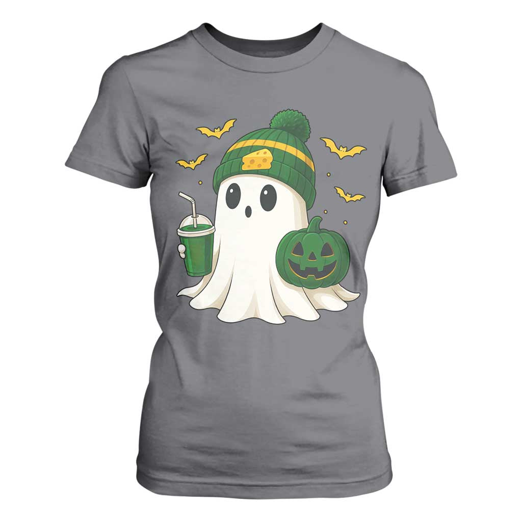 Halloween Packers Ghost T Shirt For Women Pumpkin Ghost Costume Cheesehead TS10 Charcoal Print Your Wear