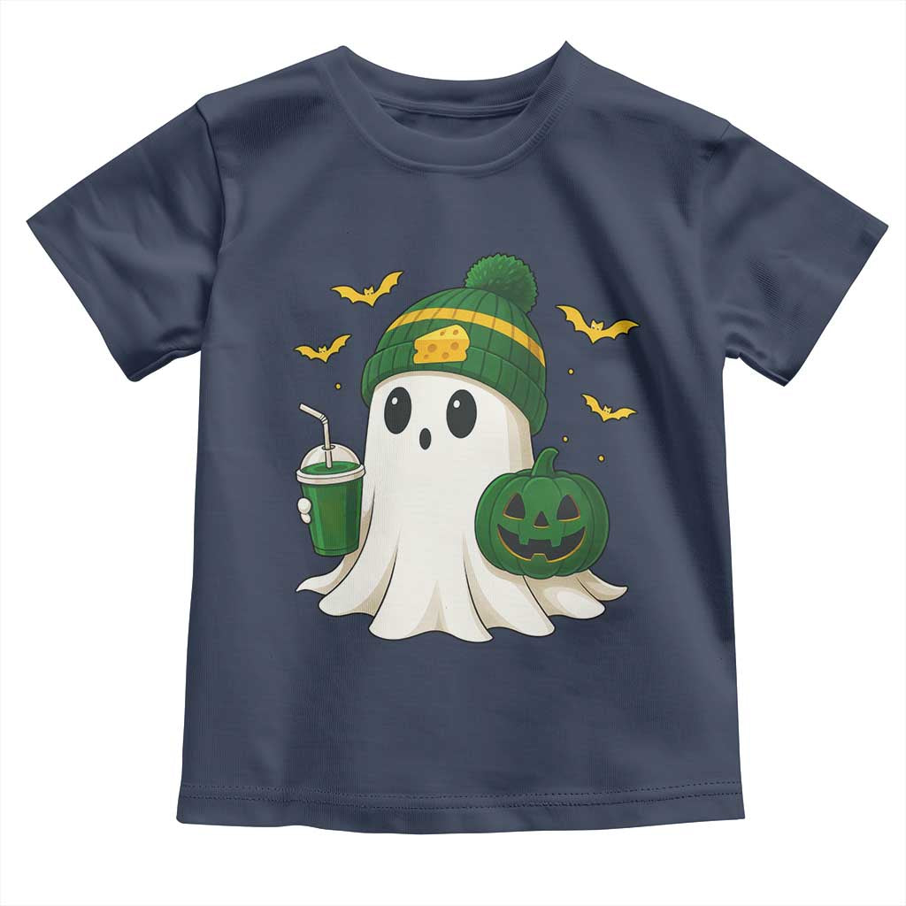 Halloween Packers Ghost Toddler T Shirt Pumpkin Ghost Costume Cheesehead TS10 Navy Print Your Wear