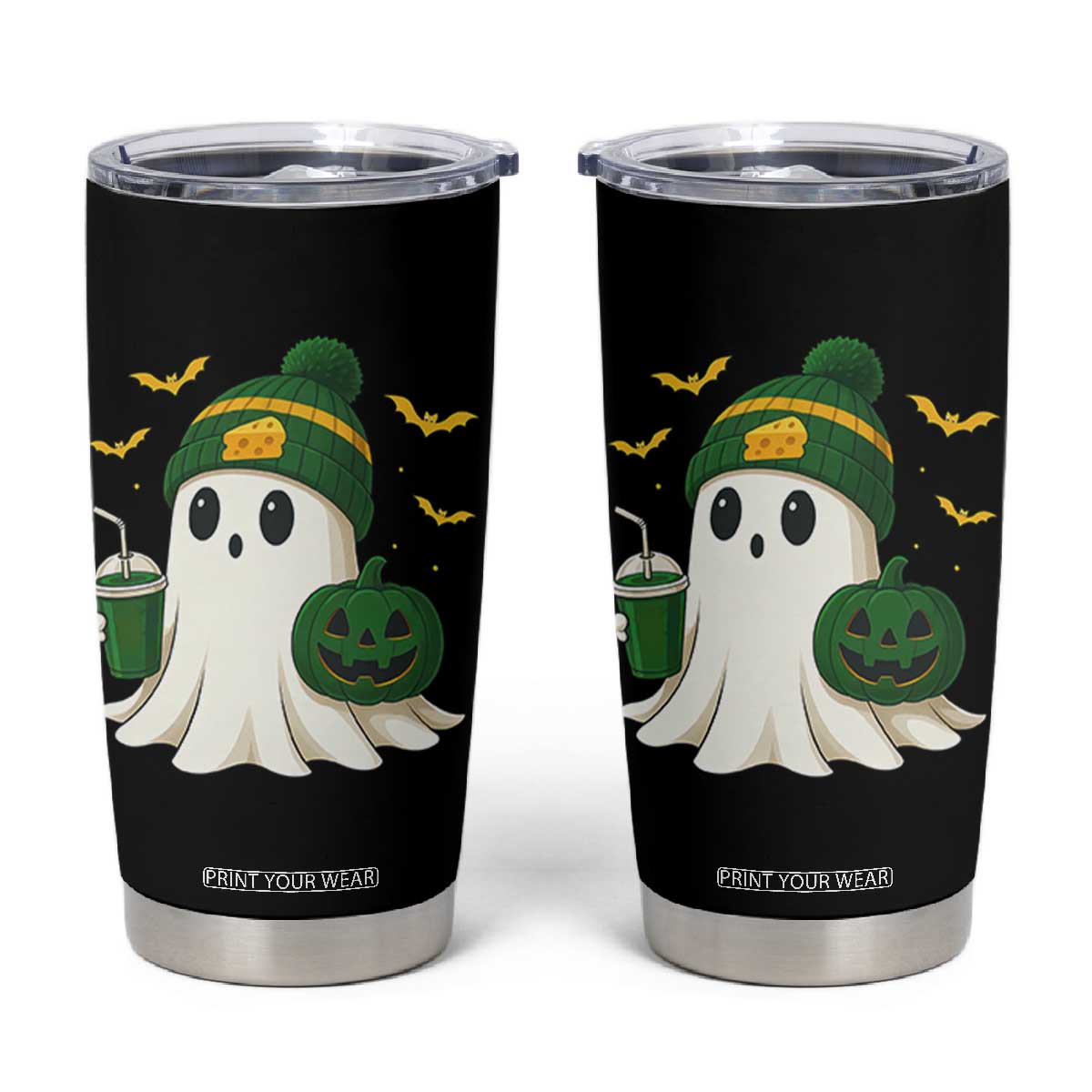 Halloween GB Ghost Tumbler Cup Pumpkin Ghost Costume Cheesehead TS10 Black Print Your Wear