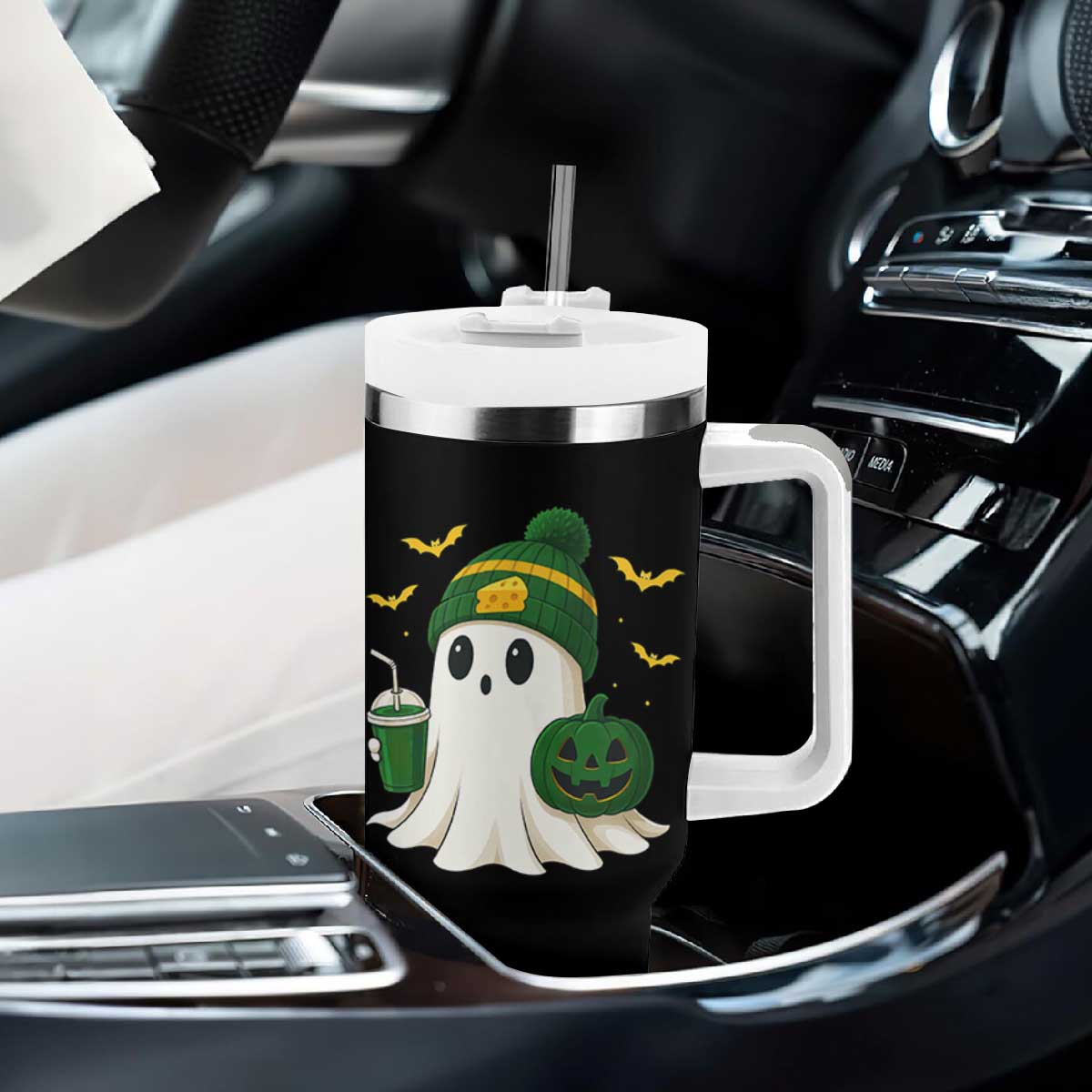 Halloween GB Ghost Tumbler With Handle Pumpkin Ghost Costume Cheesehead TS10 Print Your Wear