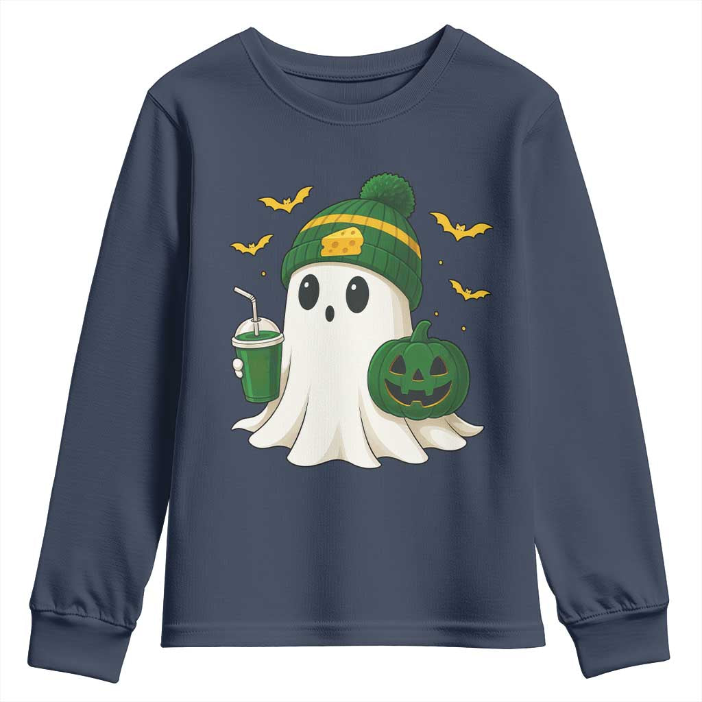 Halloween GB Ghost Youth Sweatshirt Pumpkin Ghost Costume Cheesehead TS10 Navy Print Your Wear