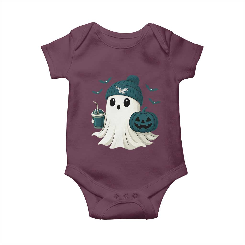 Philadelphia Ghost Halloween Baby Onesie Retro Halloween Costume Philadelphia Fan TS10 Maroon Print Your Wear