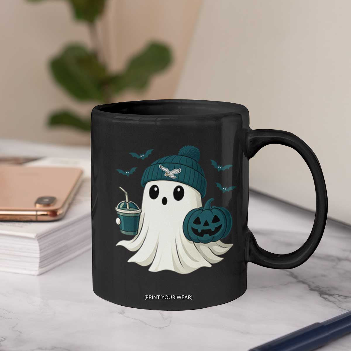 Philadelphia Ghost Halloween Coffee Mug Retro Halloween Costume Philadelphia Fan TS10 Print Your Wear