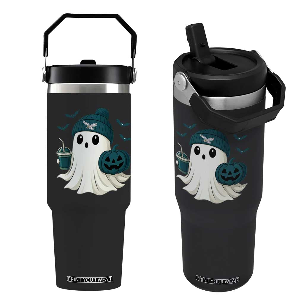 PFE Ghost Halloween Flip Straw Tumbler Retro Halloween Costume Philly Lover TS10 One Size: 30 oz Black Print Your Wear