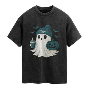 PFE Ghost Halloween Washed Cotton T-Shirt Retro Halloween Costume Philly Lover