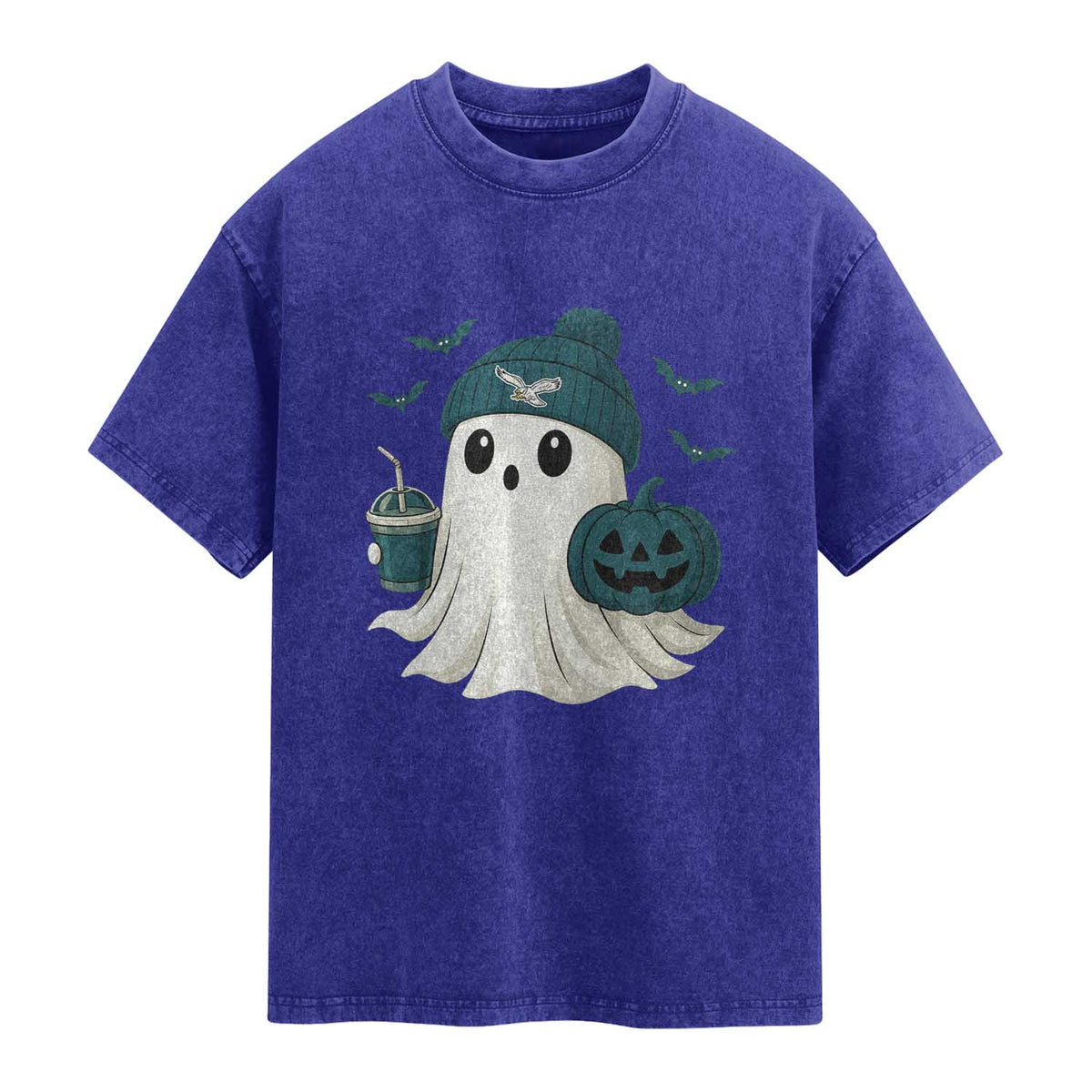 PFE Ghost Halloween Washed Cotton T-Shirt Retro Halloween Costume Philly Lover