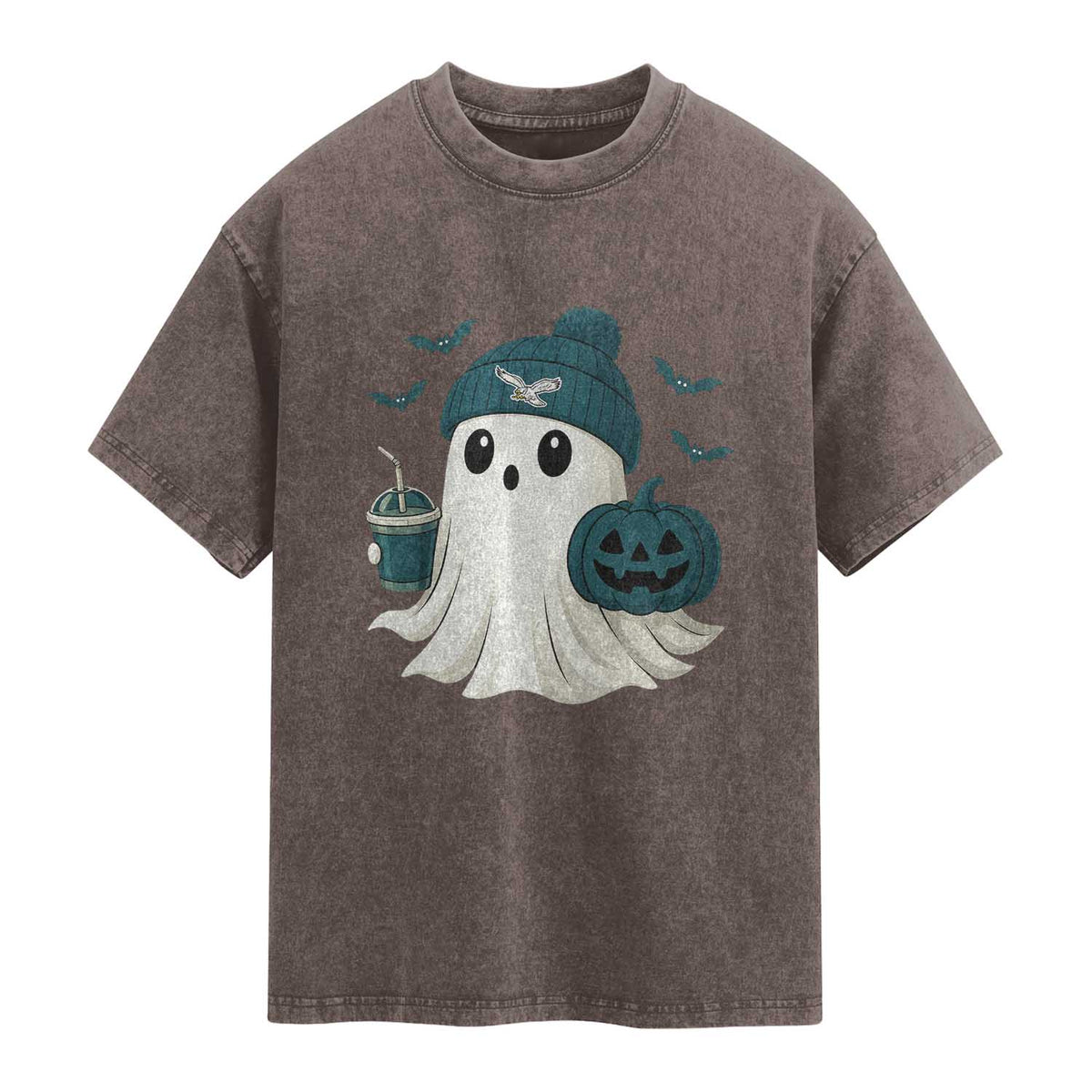 PFE Ghost Halloween Washed Cotton T-Shirt Retro Halloween Costume Philly Lover