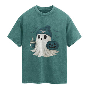 PFE Ghost Halloween Washed Cotton T-Shirt Retro Halloween Costume Philly Lover