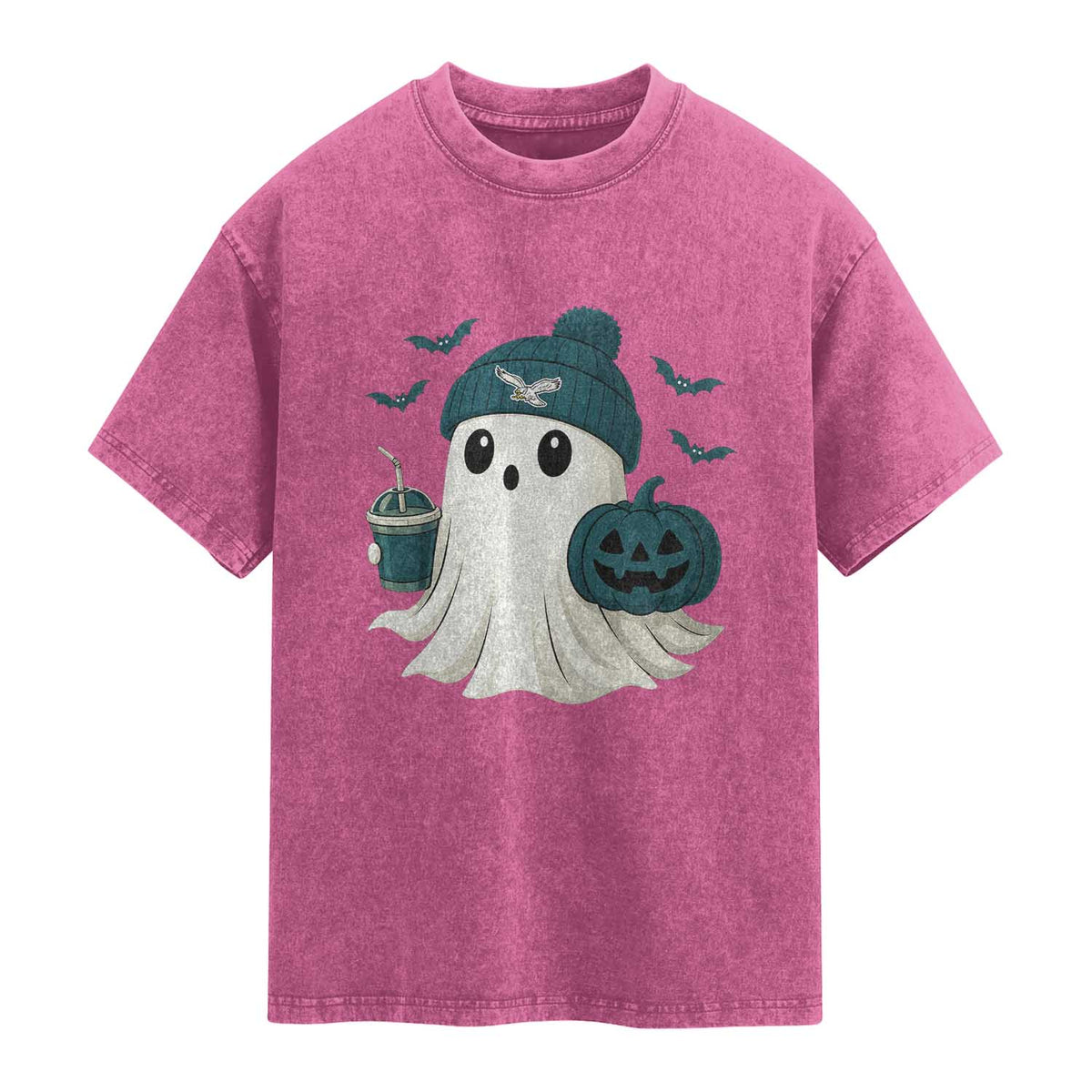 PFE Ghost Halloween Washed Cotton T-Shirt Retro Halloween Costume Philly Lover
