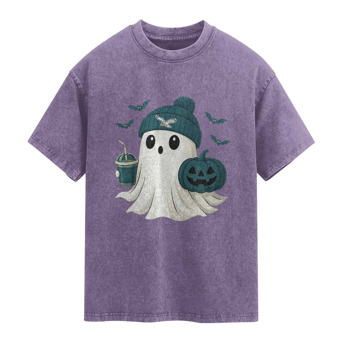 PFE Ghost Halloween Washed Cotton T-Shirt Retro Halloween Costume Philly Lover