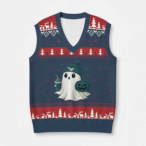 PFE Ghost Halloween V-Neck Knit Sweater Vest Retro Halloween Costume Philly Lover TS10 Navy Red Print Your Wear