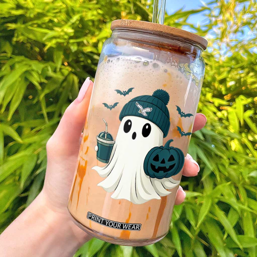 PFE Ghost Halloween Glass Can Retro Halloween Costume Philly Lover TS10 Black Print Your Wear