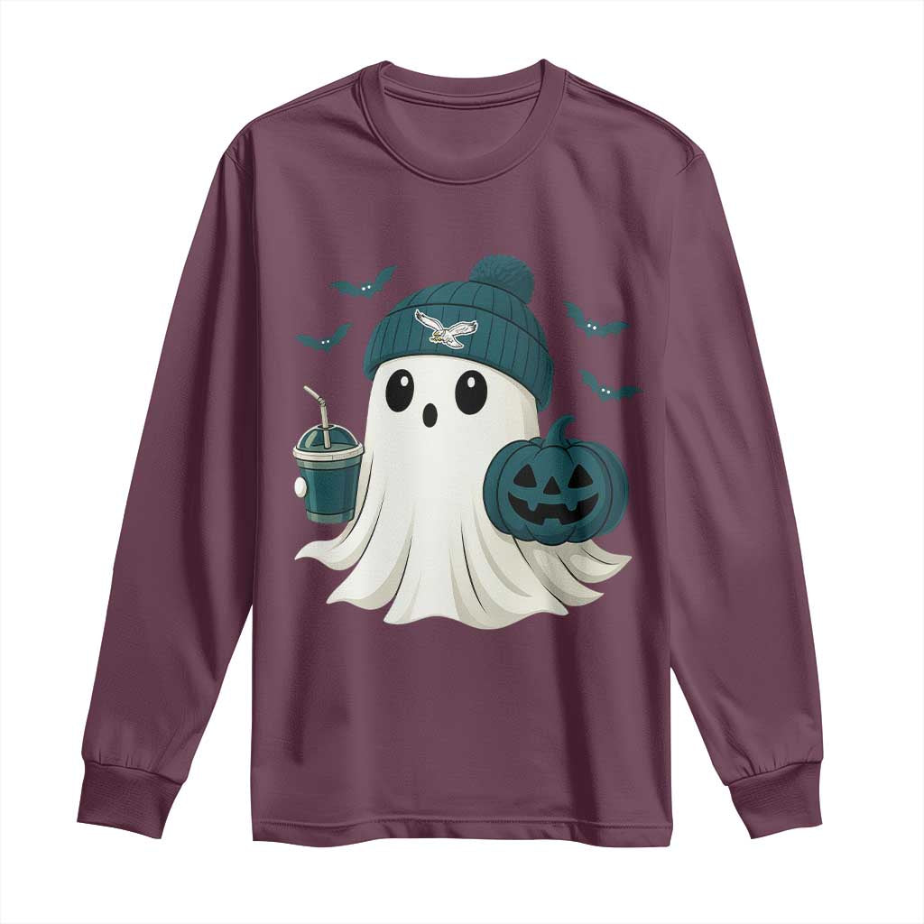 PFE Ghost Halloween Long Sleeve Shirt Retro Halloween Costume Philly Lover TS10 Maroon Print Your Wear
