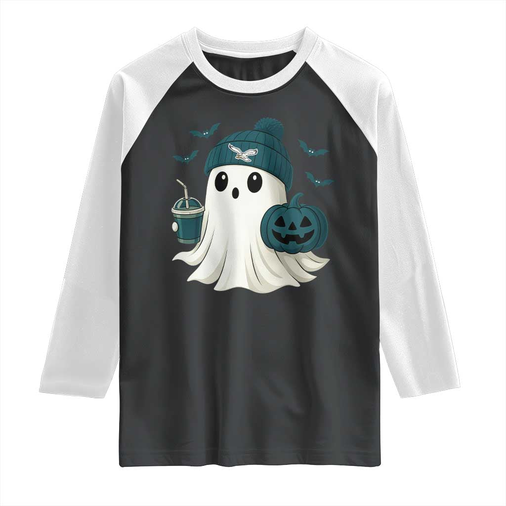 PFE Ghost Halloween Raglan Shirt Retro Halloween Costume Philly Lover TS10 Black White Print Your Wear