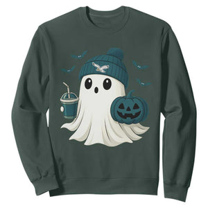 Philadelphia Ghost Halloween Sweatshirt Retro Halloween Costume Philadelphia Fan TS10 Dark Forest Green Print Your Wear