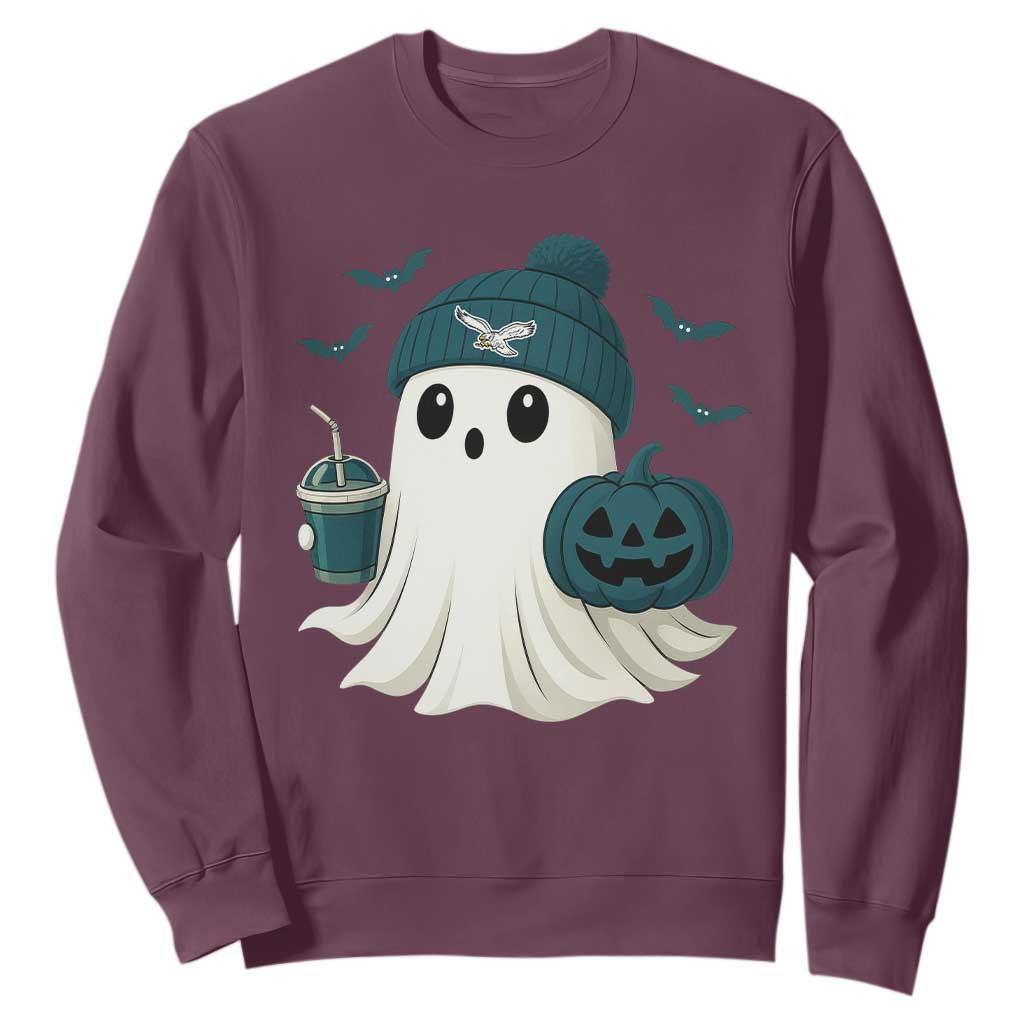 PFE Ghost Halloween Sweatshirt Retro Halloween Costume Philly Lover TS10 Maroon Print Your Wear