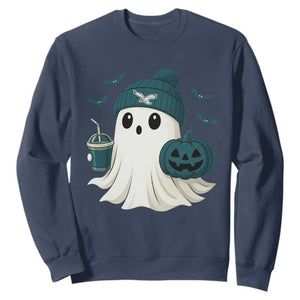 Philadelphia Ghost Halloween Sweatshirt Retro Halloween Costume Philadelphia Fan TS10 Navy Print Your Wear