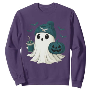 Philadelphia Ghost Halloween Sweatshirt Retro Halloween Costume Philadelphia Fan TS10 Purple Print Your Wear