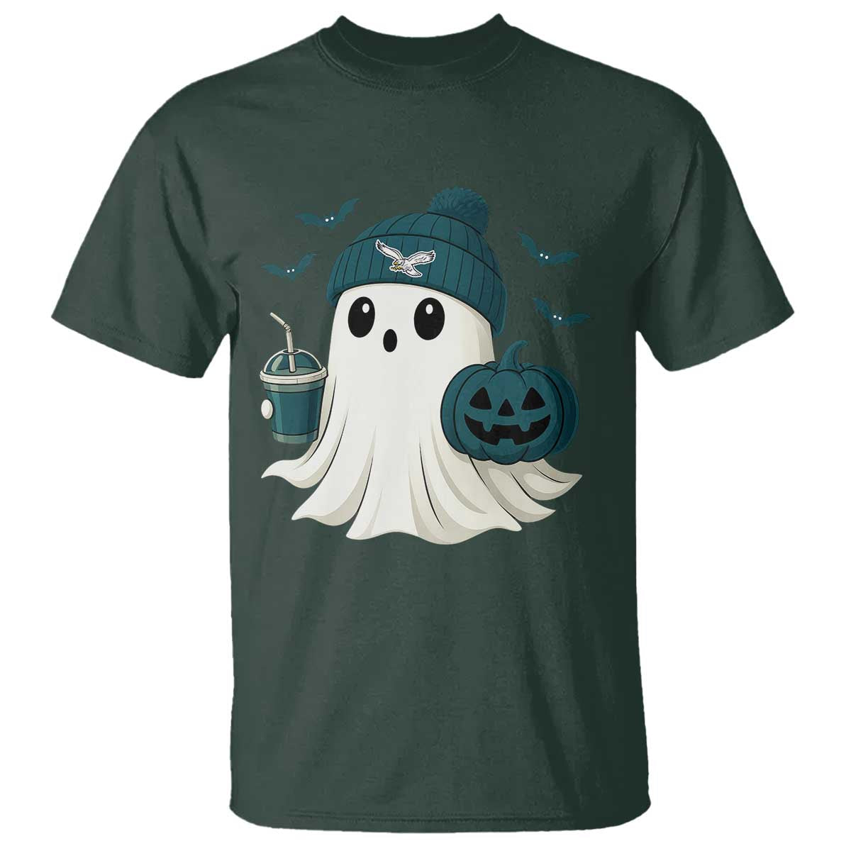 Philadelphia Ghost Halloween T Shirt Retro Halloween Costume Philadelphia Fan TS10 Dark Forest Green Print Your Wear