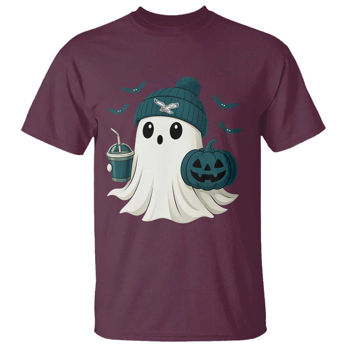 PFE Ghost Halloween T Shirt Retro Halloween Costume Philly Lover TS10 Maroon Print Your Wear