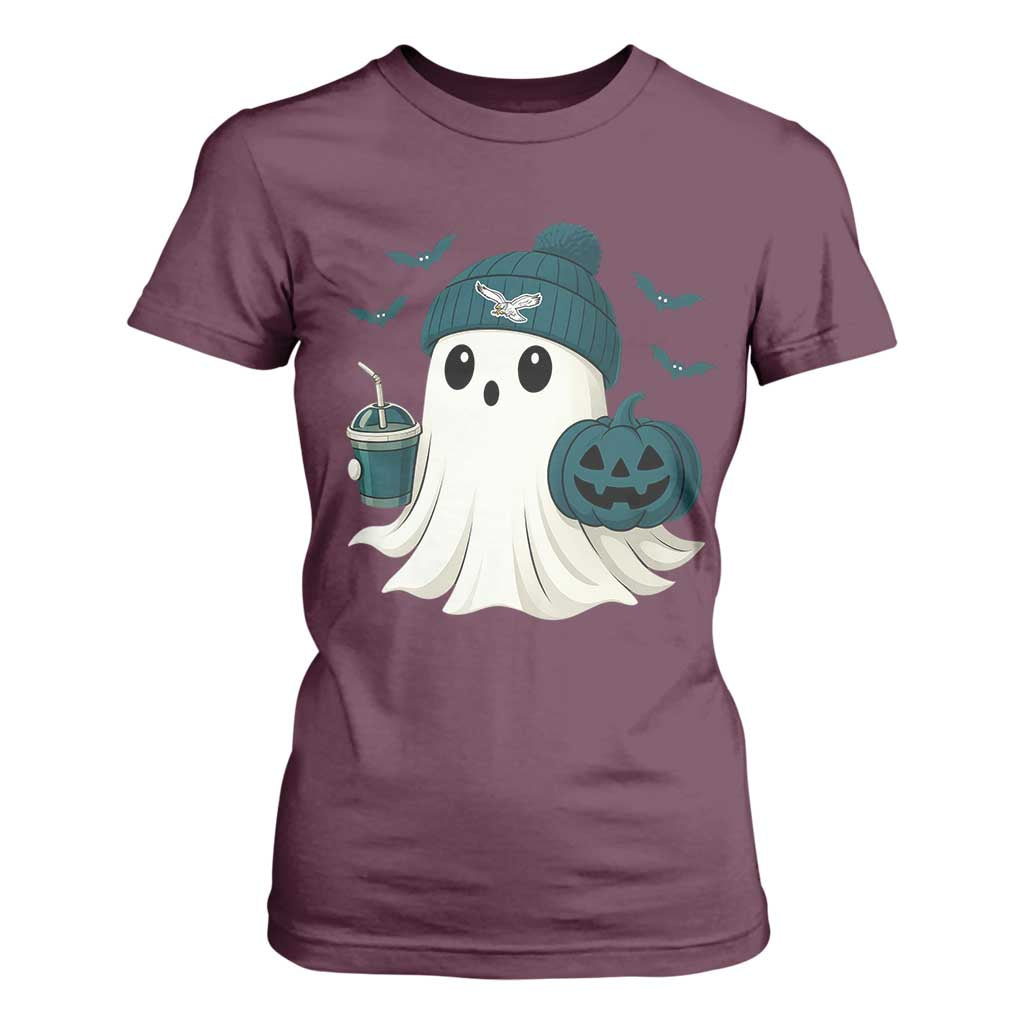 Philadelphia Ghost Halloween T Shirt For Women Retro Halloween Costume Philadelphia Fan TS10 Maroon Print Your Wear