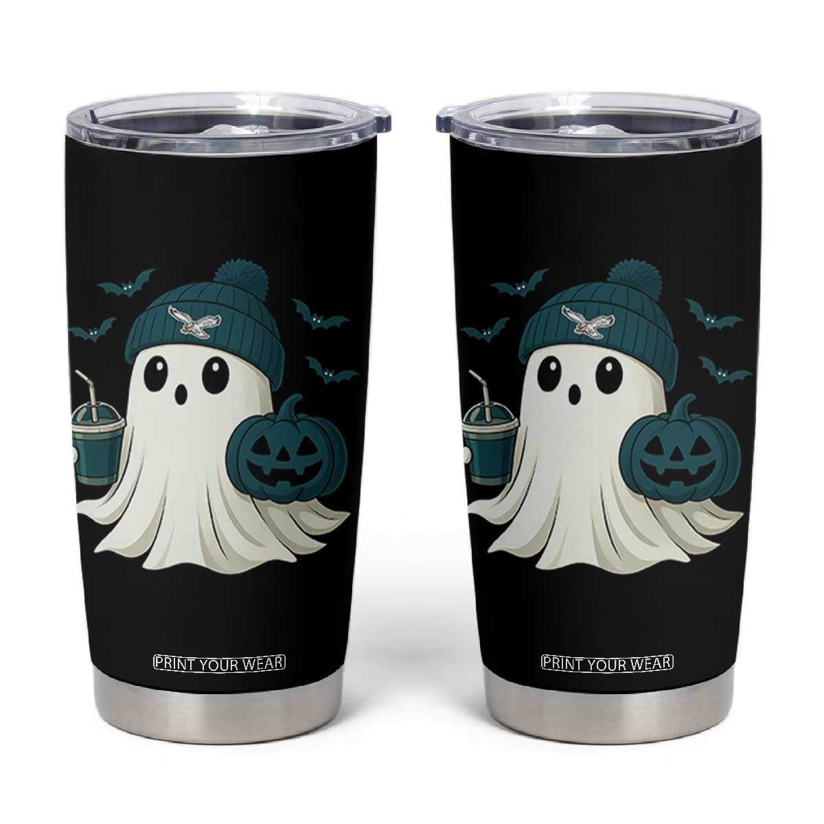 PFE Ghost Halloween Tumbler Cup Retro Halloween Costume Philly Lover TS10 Black Print Your Wear
