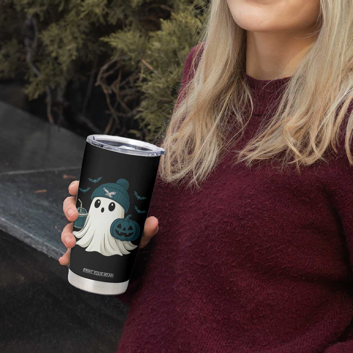 PFE Ghost Halloween Tumbler Cup Retro Halloween Costume Philly Lover TS10 Print Your Wear