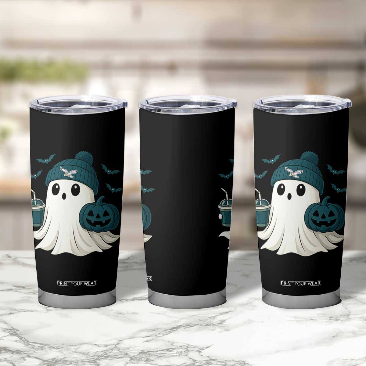 PFE Ghost Halloween Tumbler Cup Retro Halloween Costume Philly Lover TS10 Print Your Wear