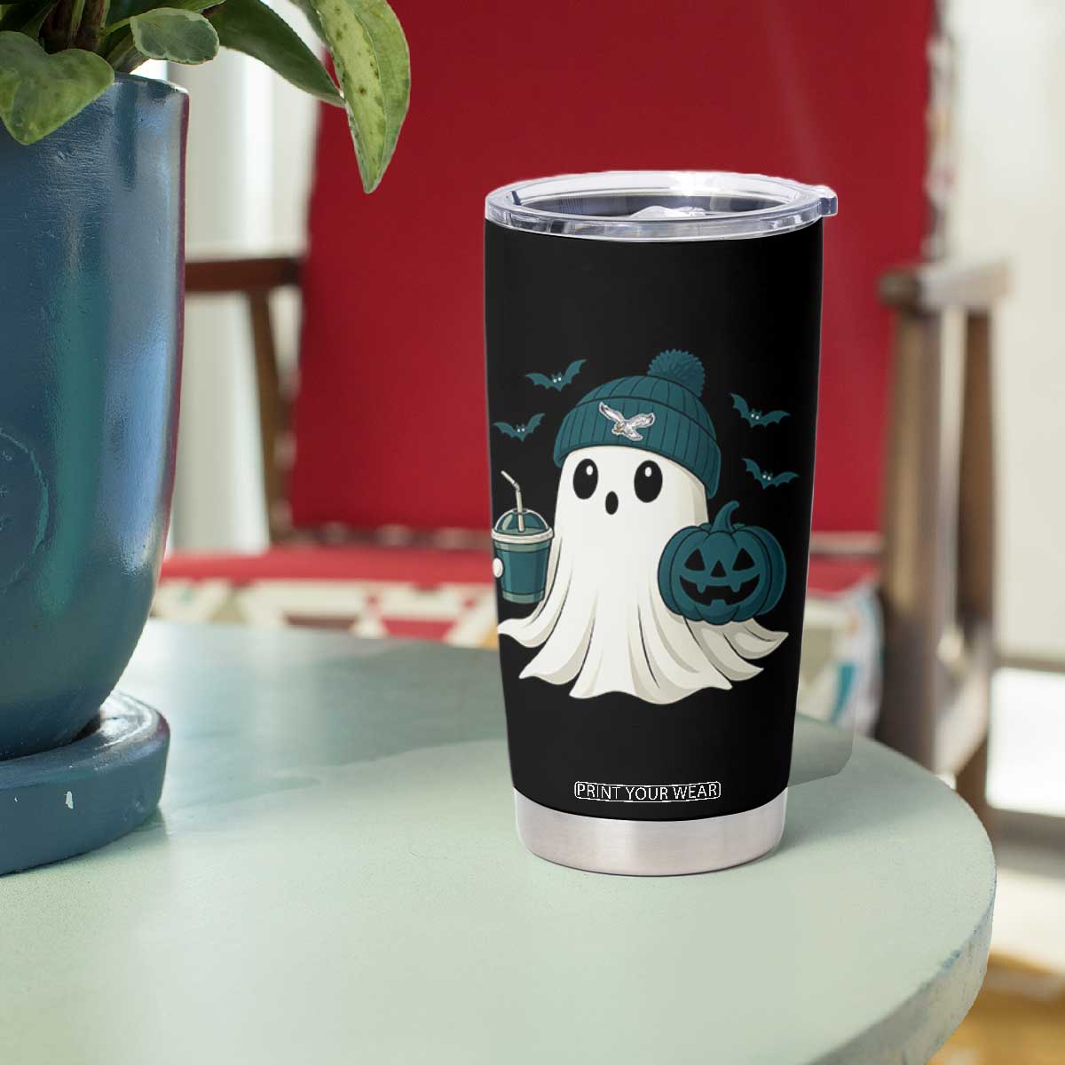 PFE Ghost Halloween Tumbler Cup Retro Halloween Costume Philly Lover TS10 Print Your Wear